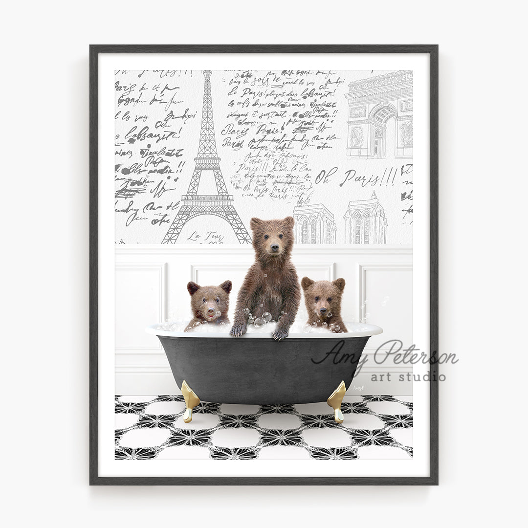 a picture of three bears in a bathtub