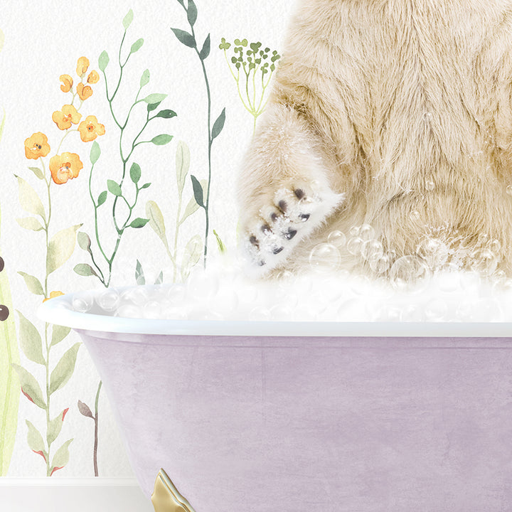 a large brown bear sitting in a bath tub