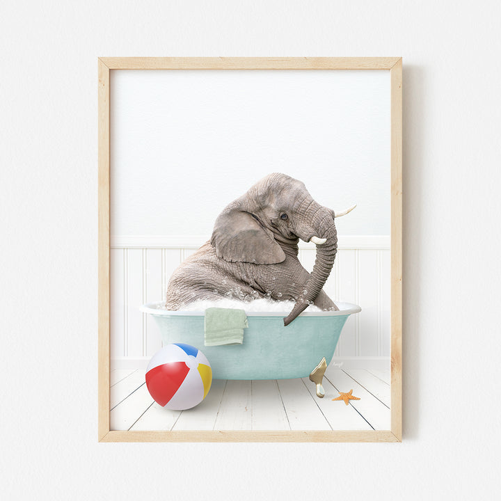 a picture of a baby elephant in a bathtub