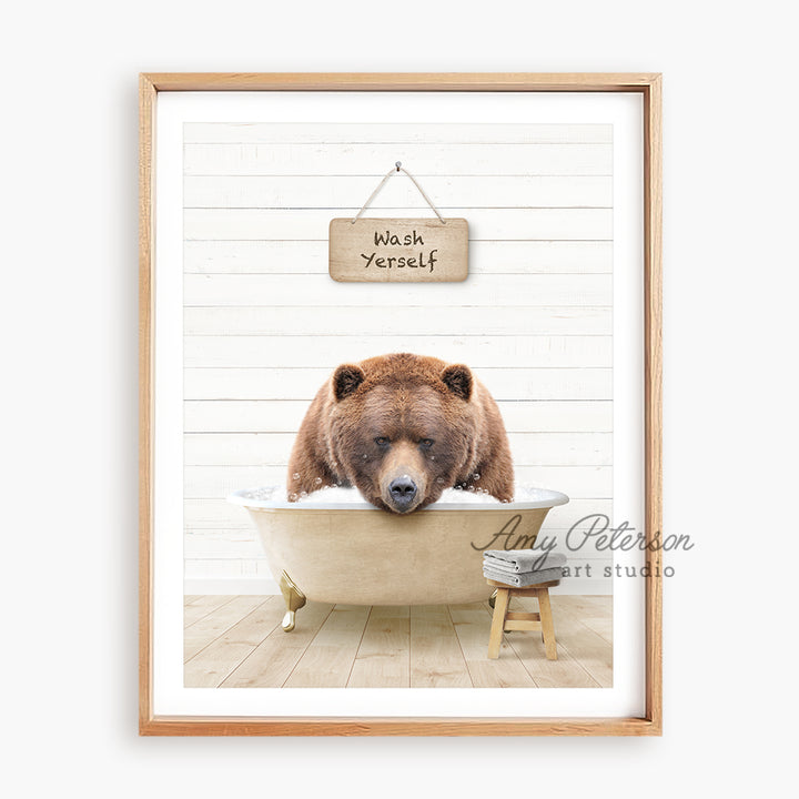 a picture of a bear in a bath tub