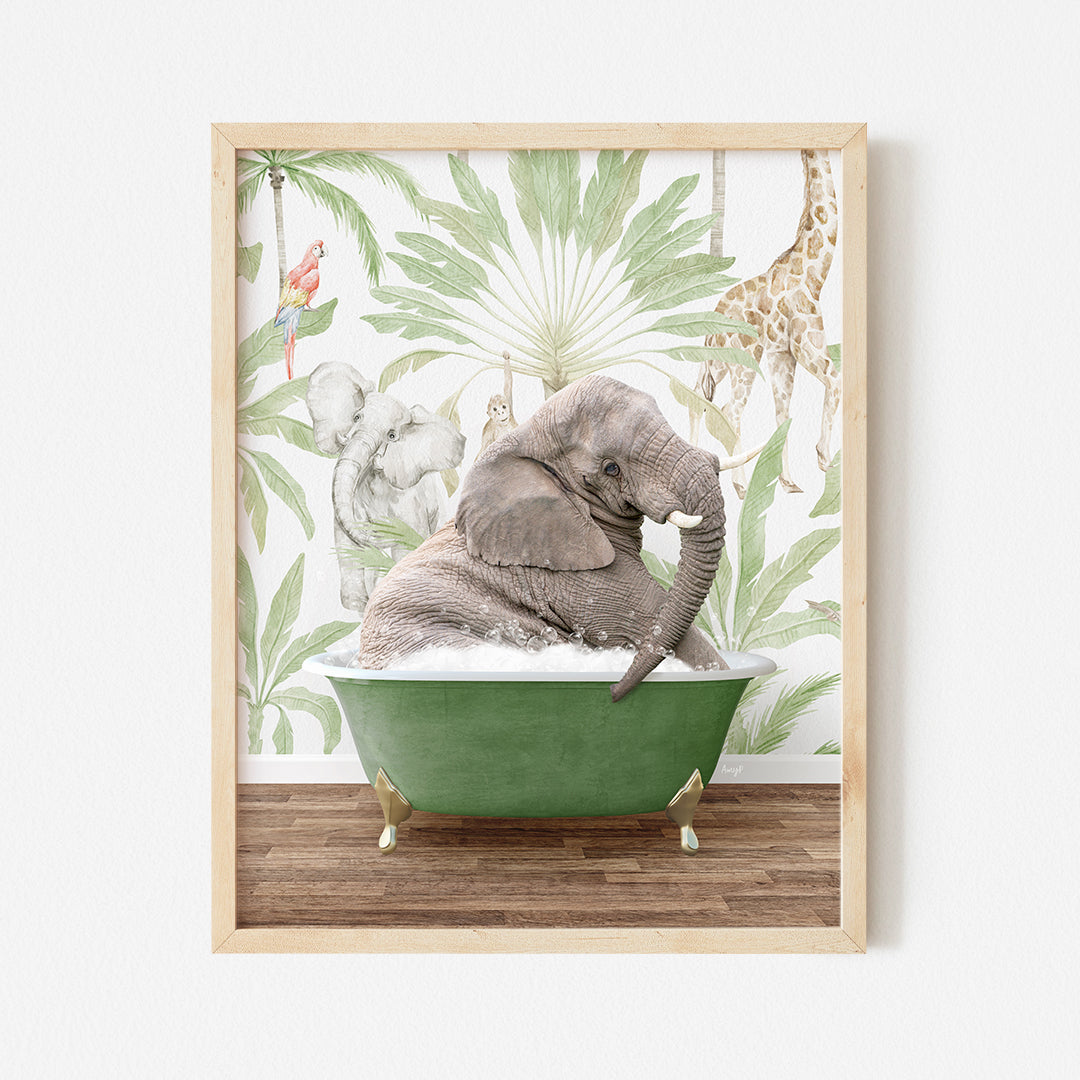 a picture of a baby elephant in a bathtub