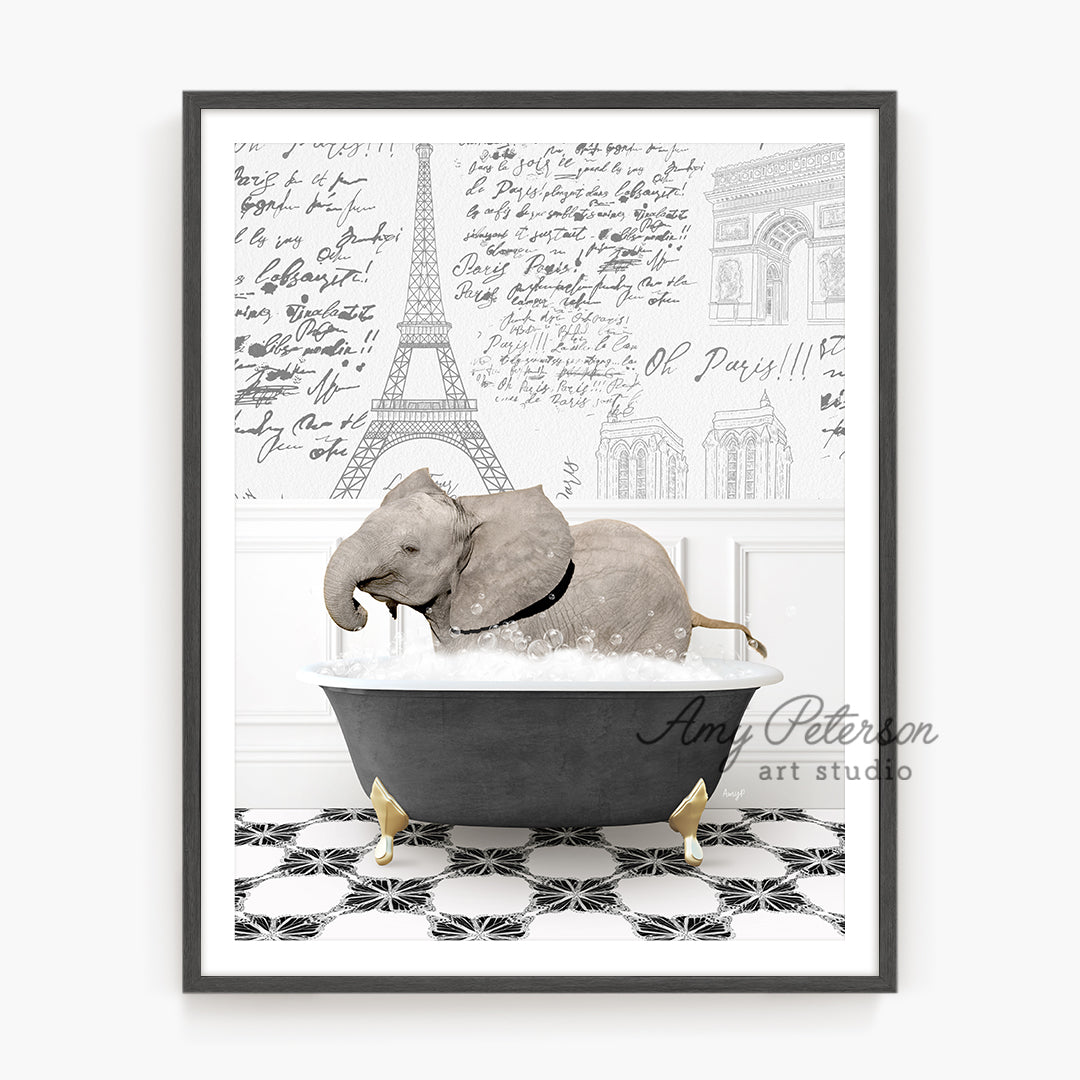 a picture of an elephant in a bathtub