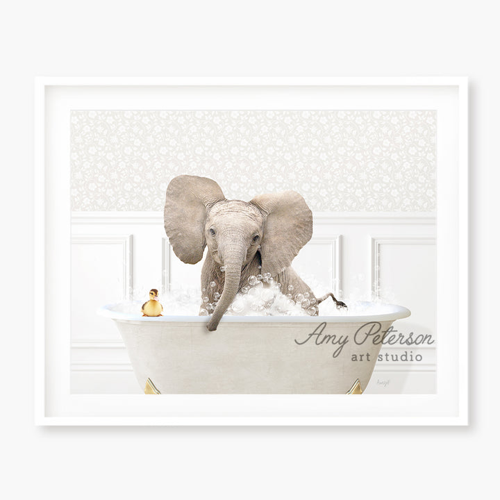 a picture of an elephant taking a bath