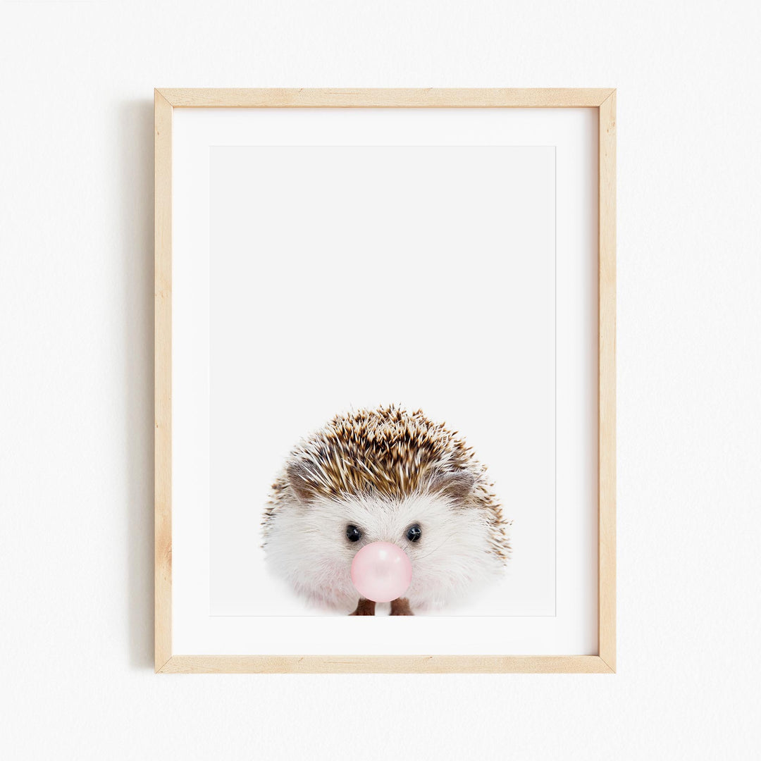 a picture of a hedgehog with a bubble in it's mouth