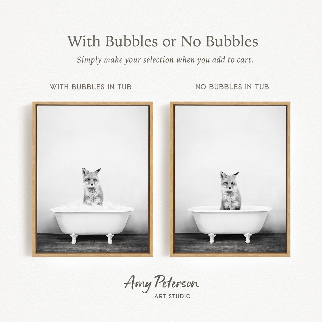 The image is a black and white photograph of a cat sitting in a bathtub, with the cat appearing to be in a bathtub filled with bubbles. The image is framed and appears to be a collage of two separate images.