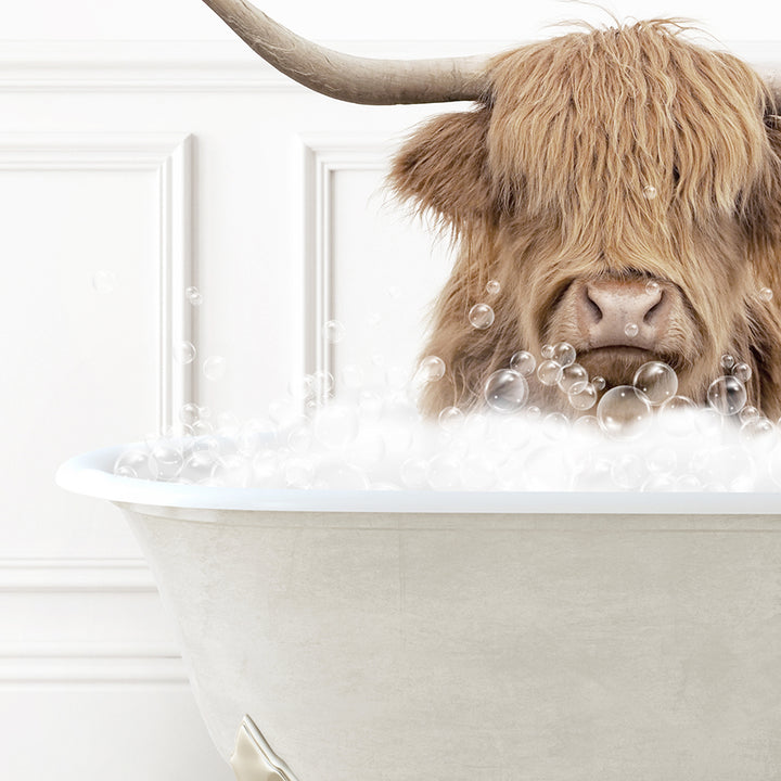 Highland Cow "Randall" in Modern Neutral Bath