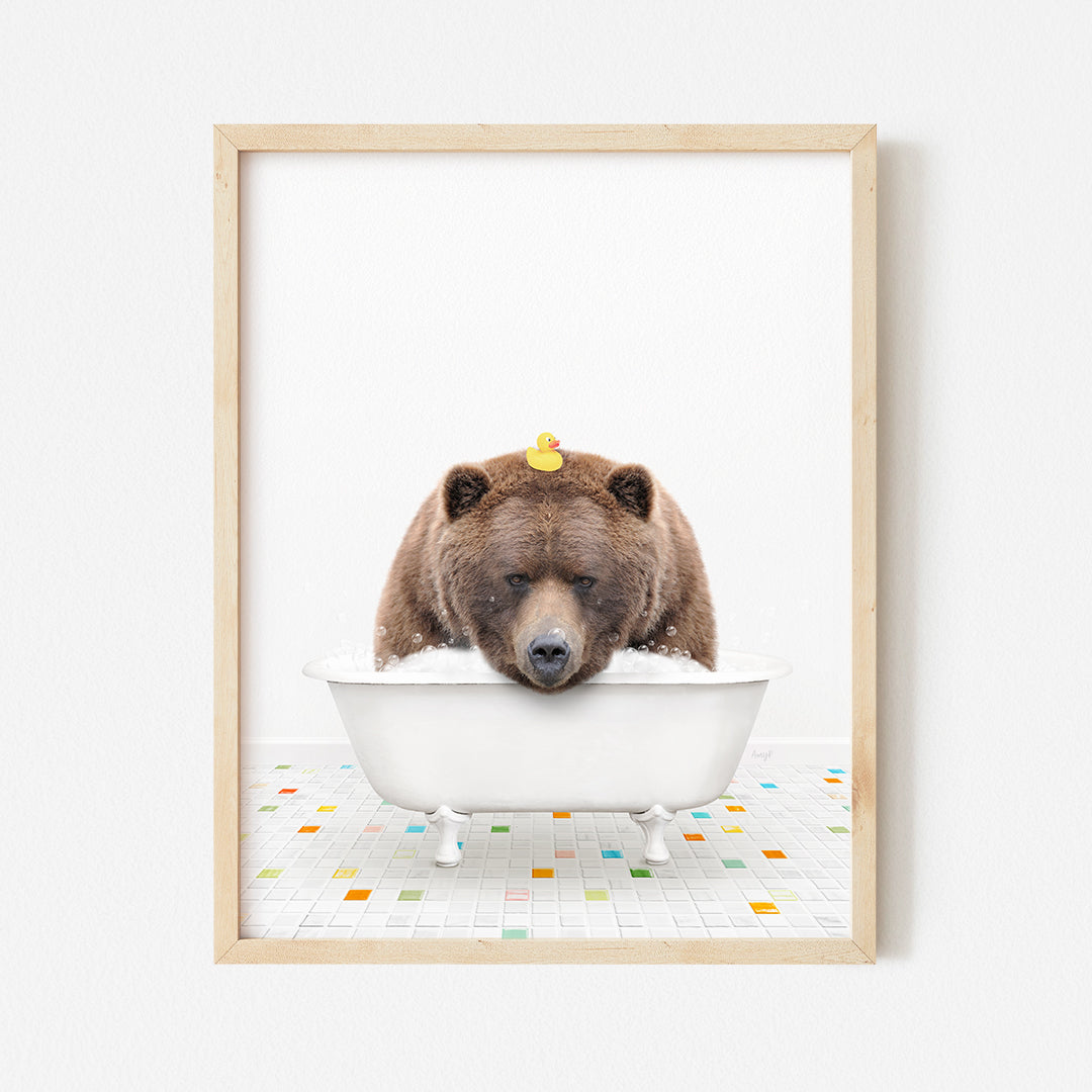 a picture of a bear in a bathtub