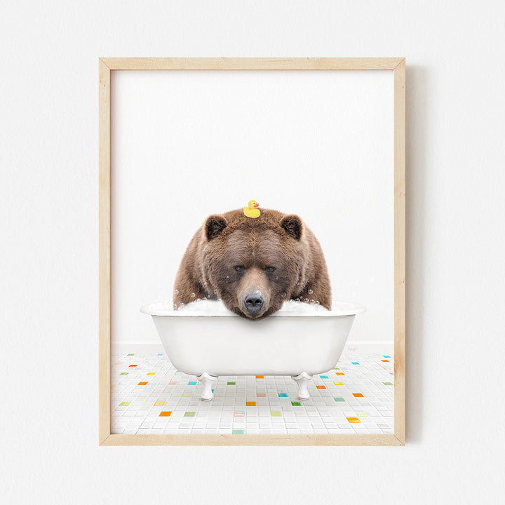 a picture of a bear in a bathtub