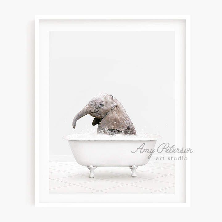 a picture of an elephant in a bathtub