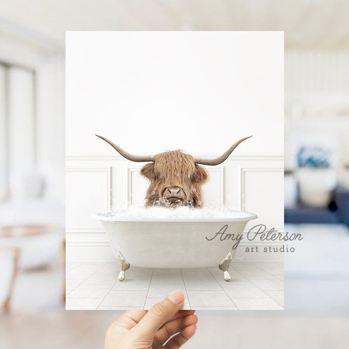 Highland Cow "Randall" in Modern Neutral Bath