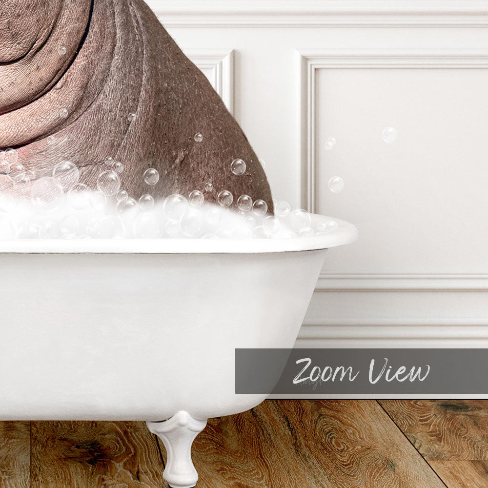 a hippo in a bathtub with bubbles coming out of it