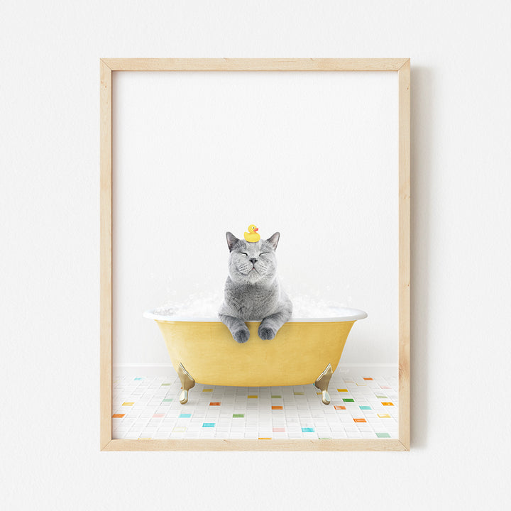 a cat sitting in a bathtub with a crown on its head