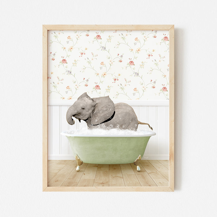 a picture of an elephant in a bathtub