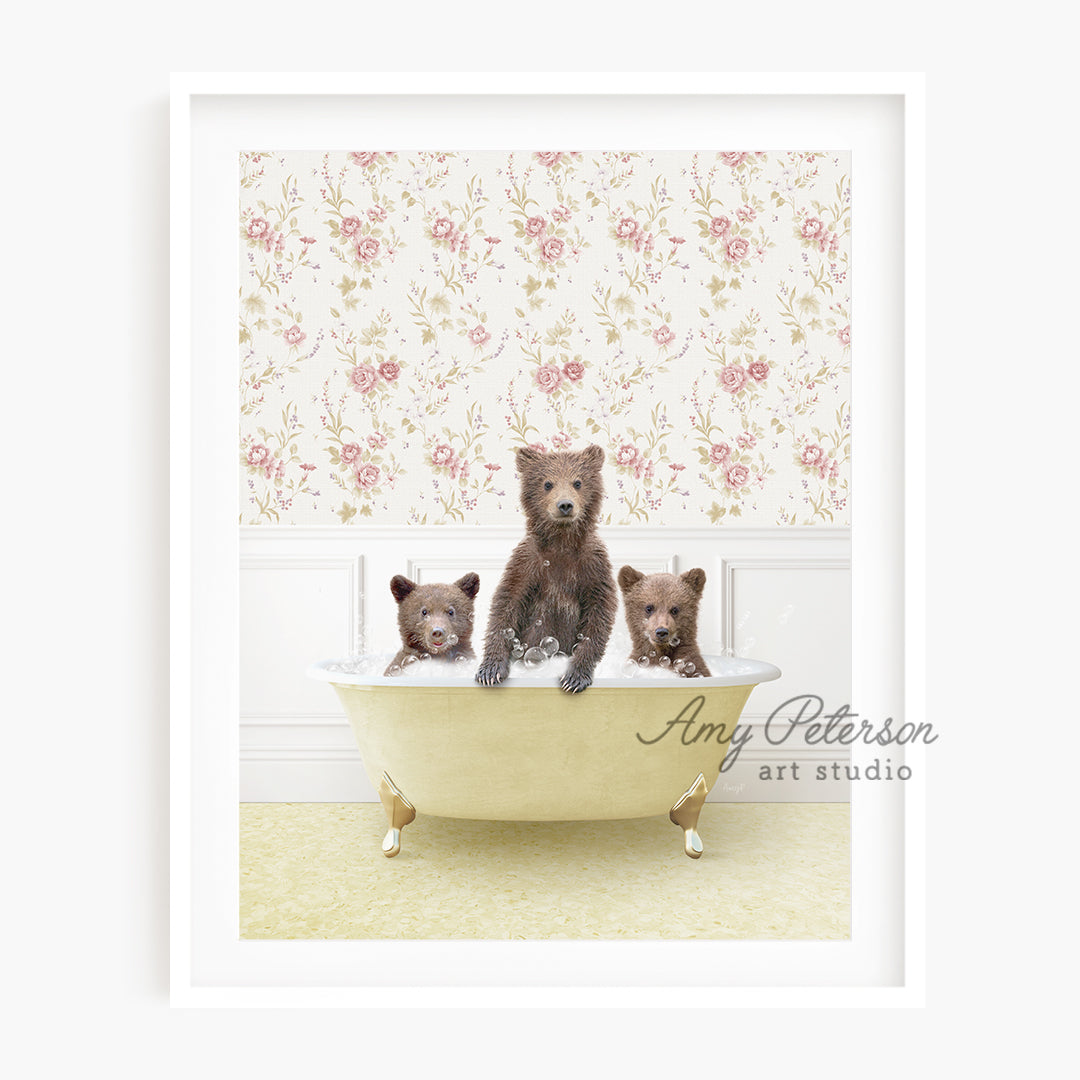 a picture of three bears in a bathtub