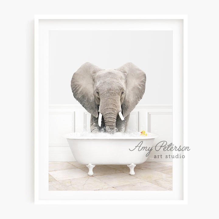 a picture of an elephant in a bathtub