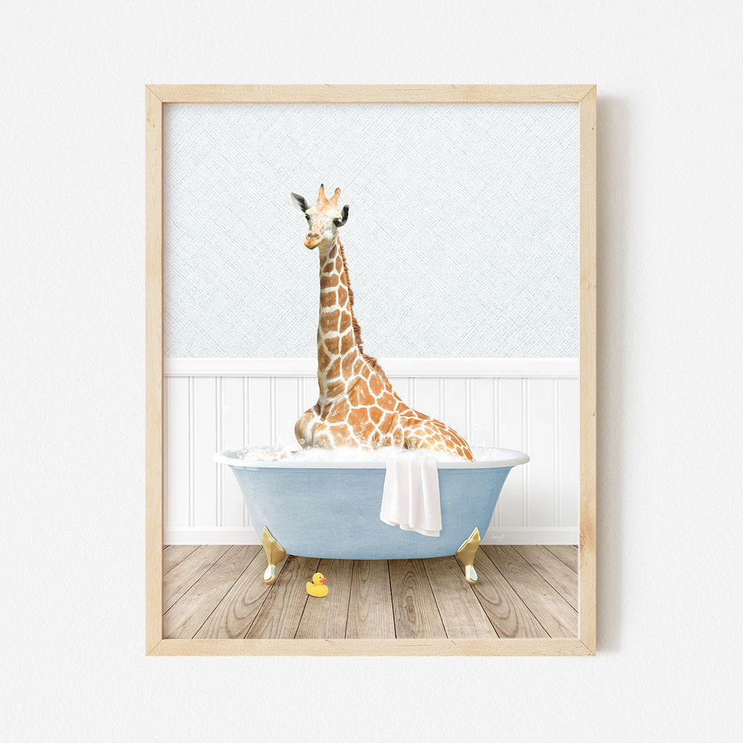 a picture of a giraffe in a bathtub