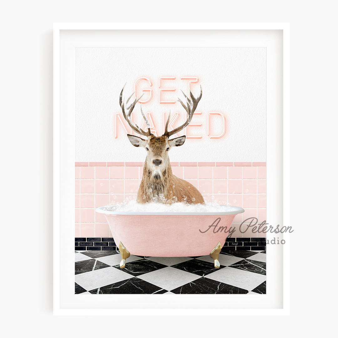 a picture of a deer in a bathtub