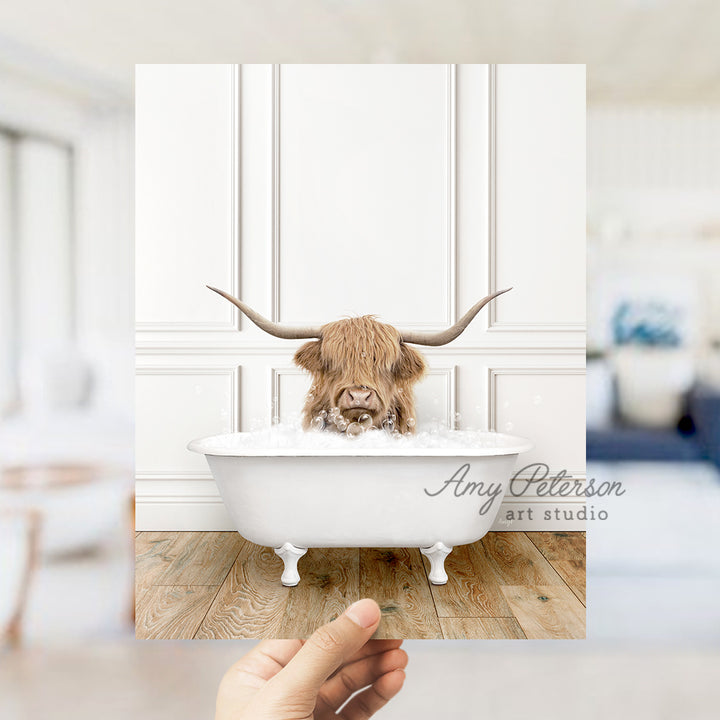 a photo of a cow in a bath tub