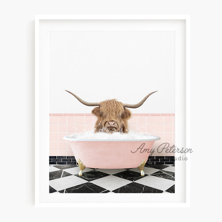 a picture of a bull in a bath tub