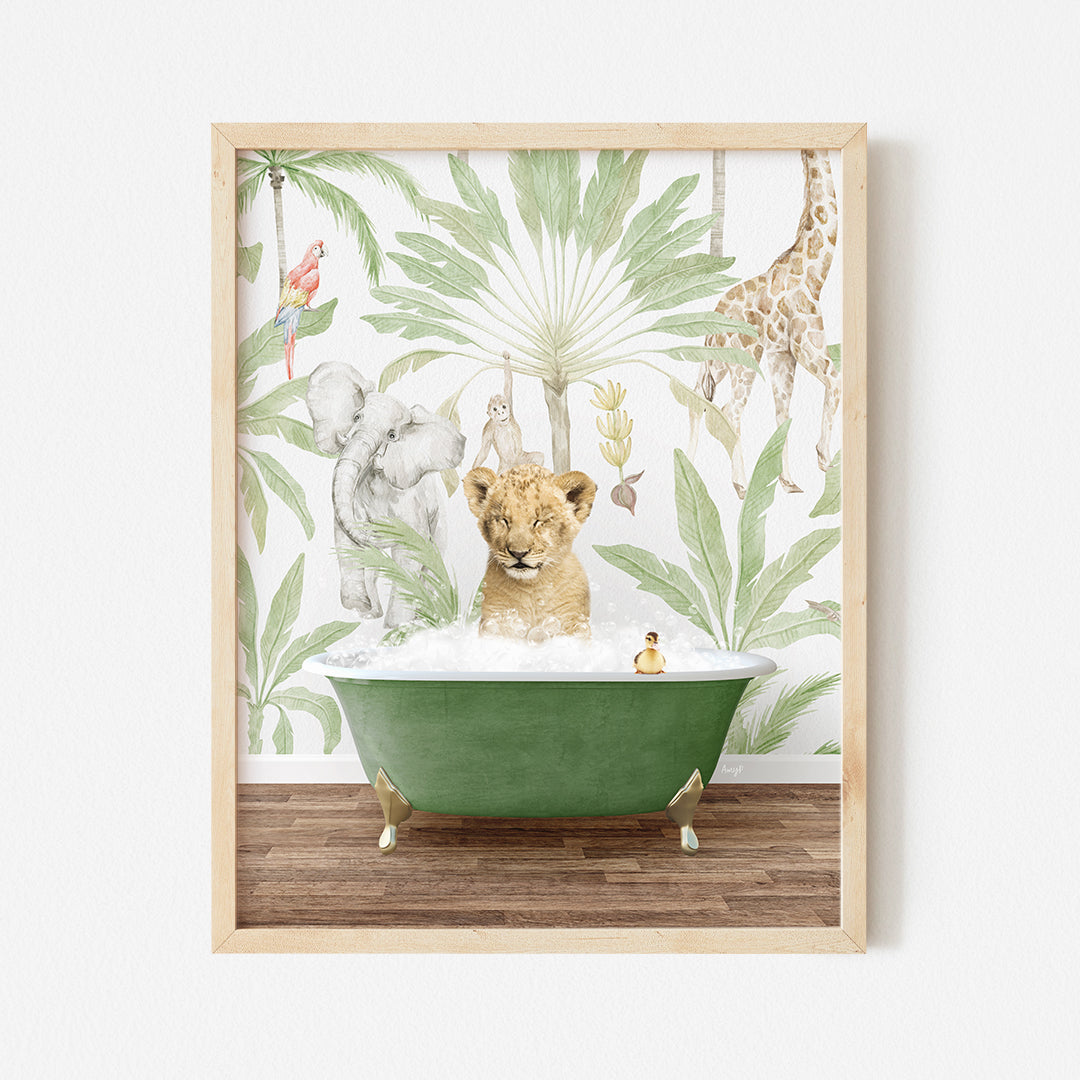 a picture of a baby lion in a bathtub