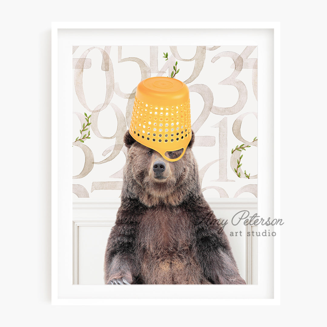 a picture of a bear wearing a yellow hat