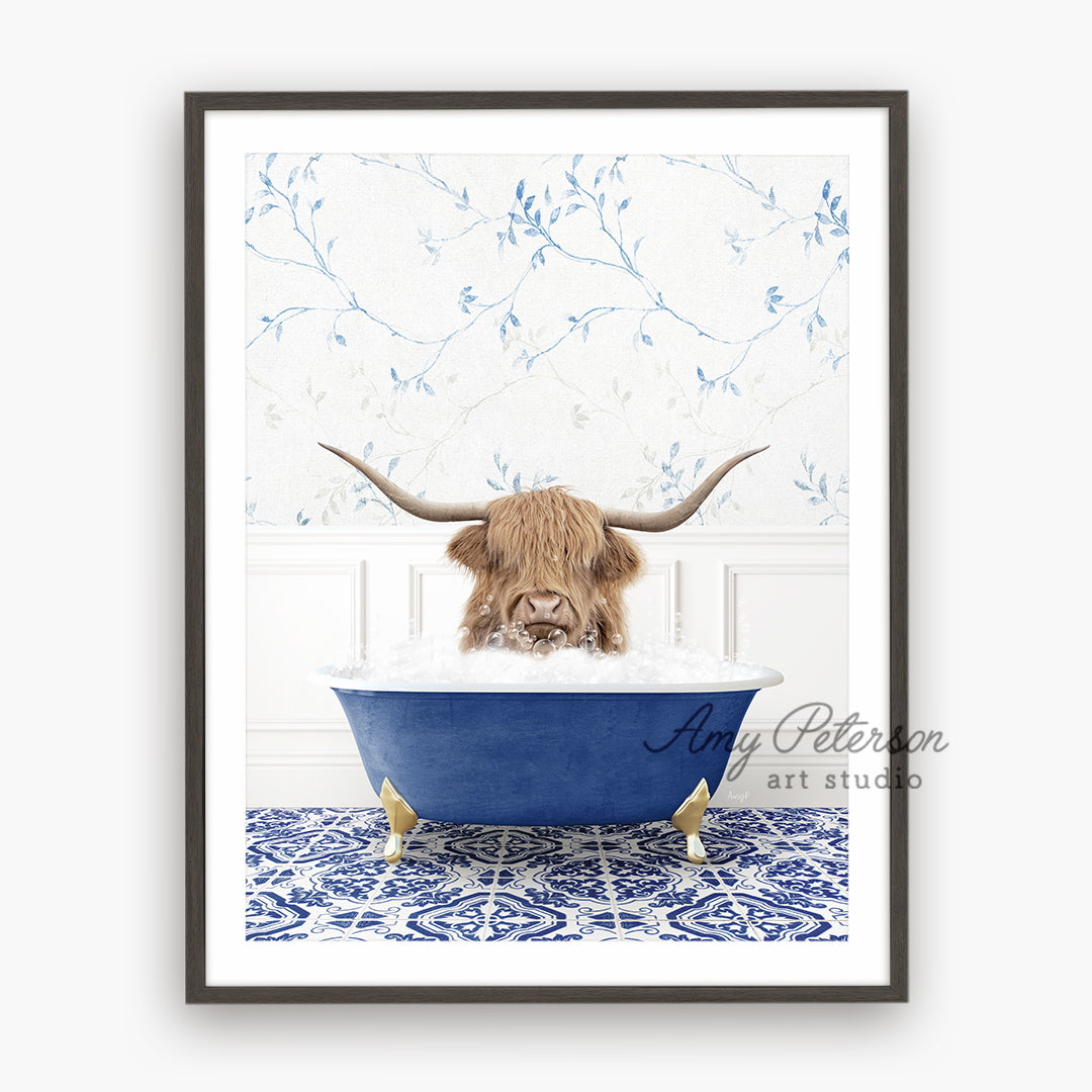 a picture of a bull in a bathtub