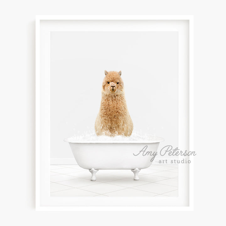 a dog sitting in a bathtub with bubbles of water