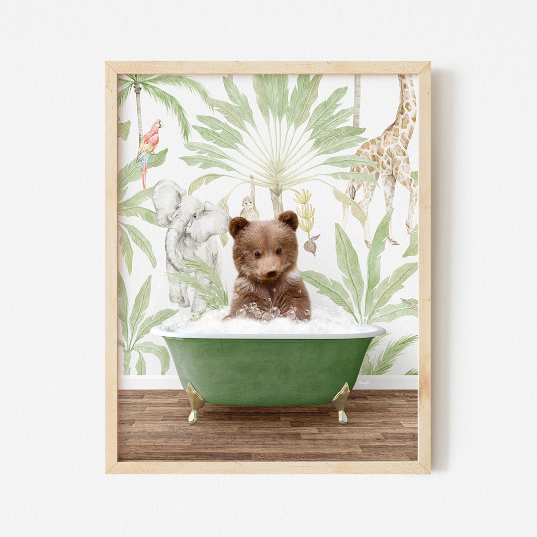 a picture of a teddy bear in a bathtub