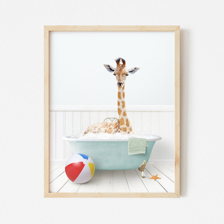 a picture of a giraffe in a bathtub