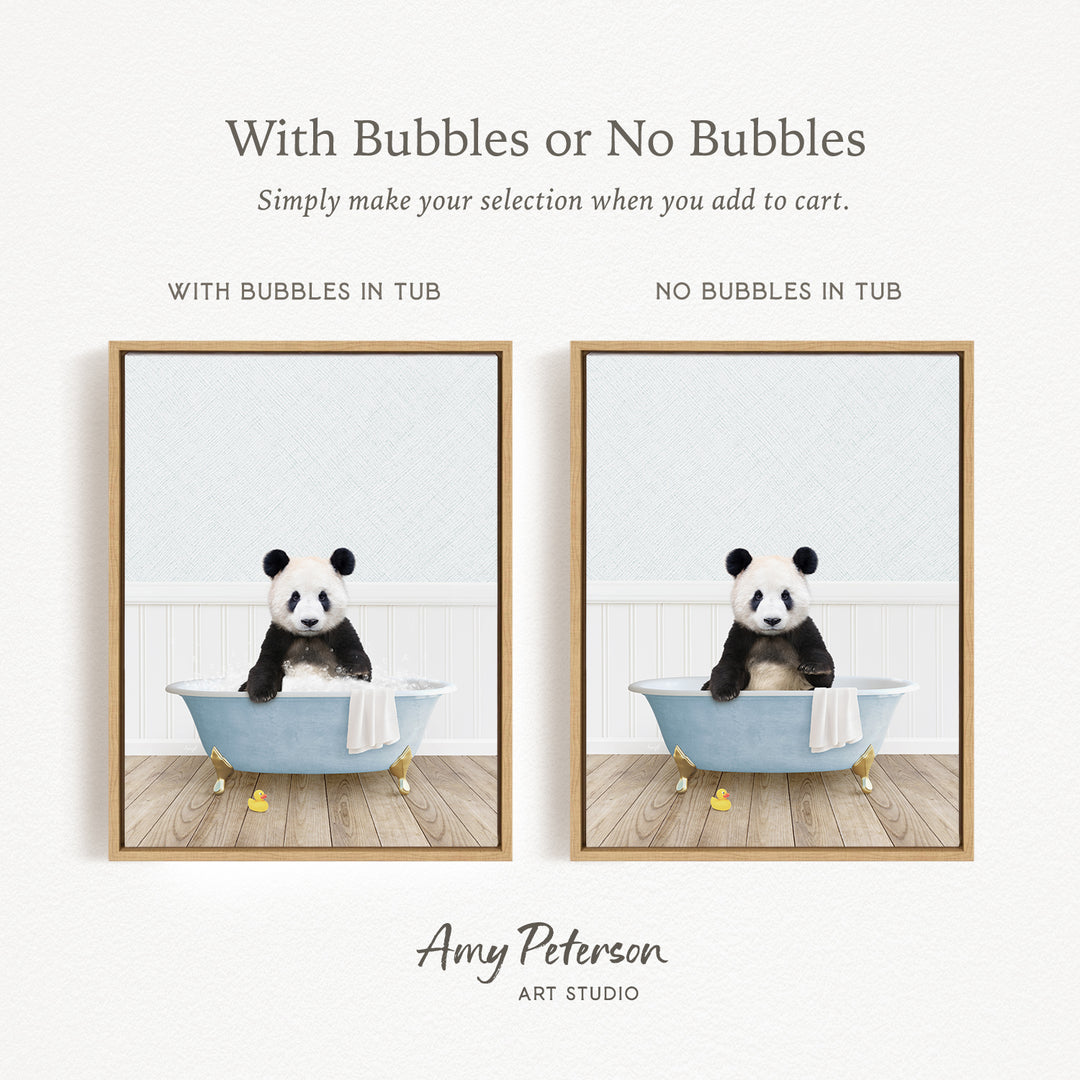 a panda bear sitting in a bathtub with bubbles or no bubbles