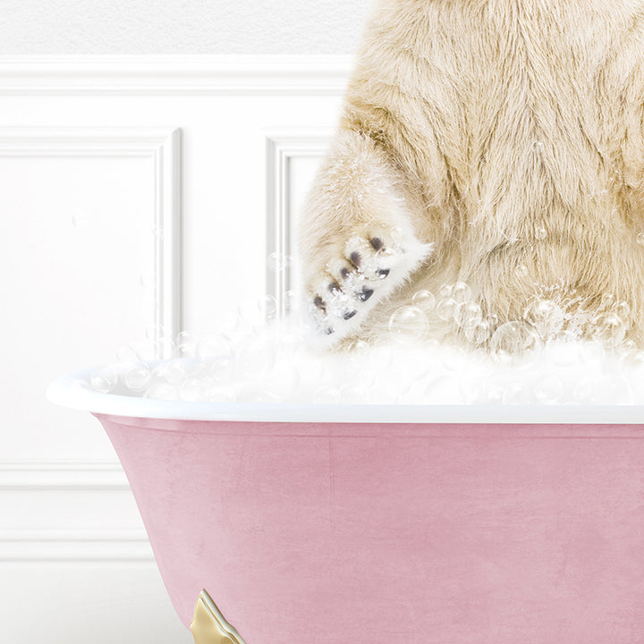 a large brown bear sitting in a bath tub