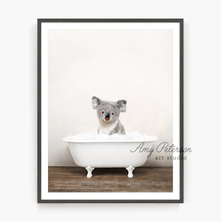 a picture of a koala in a bathtub