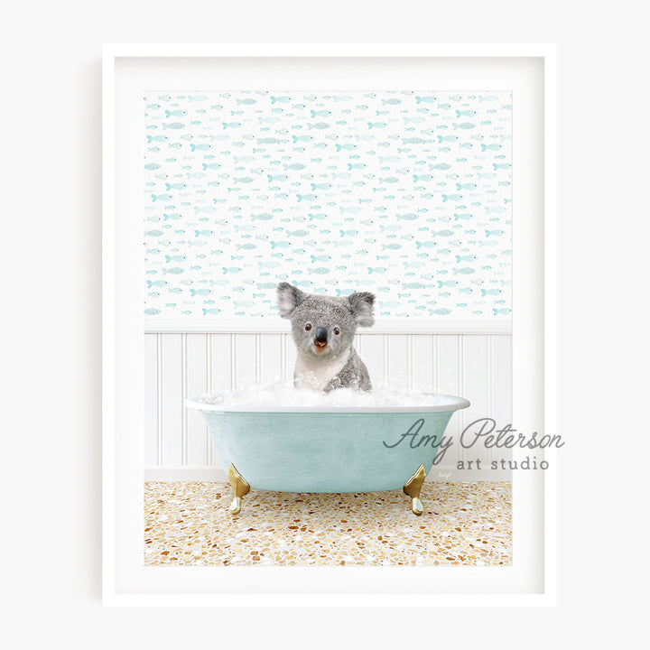 a picture of a koala in a bathtub