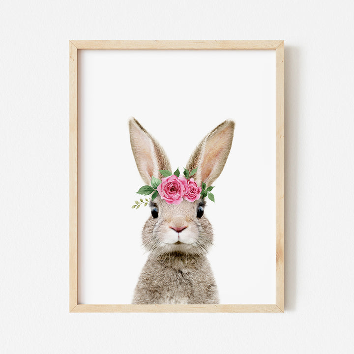 a picture of a rabbit wearing a flower crown