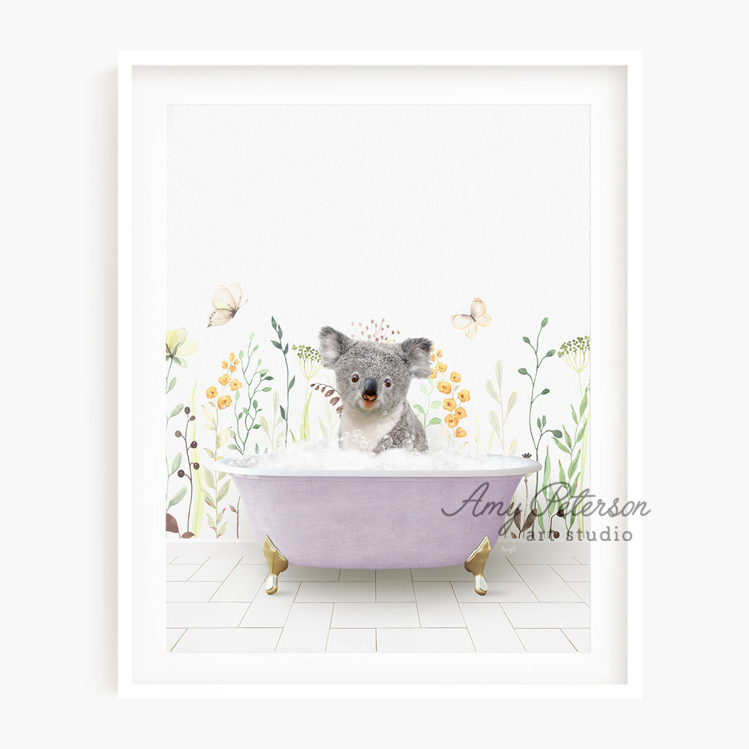 a picture of a koala in a bathtub