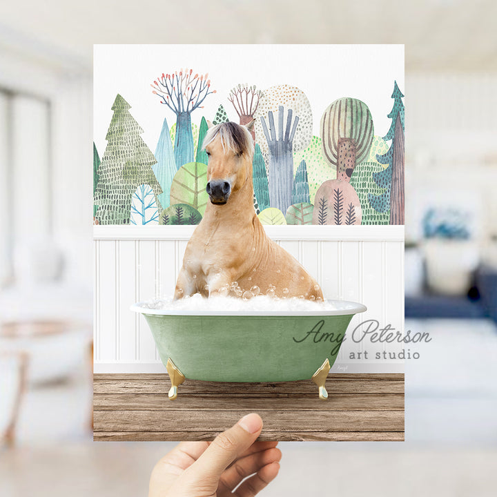 a dog sitting in a green bath tub