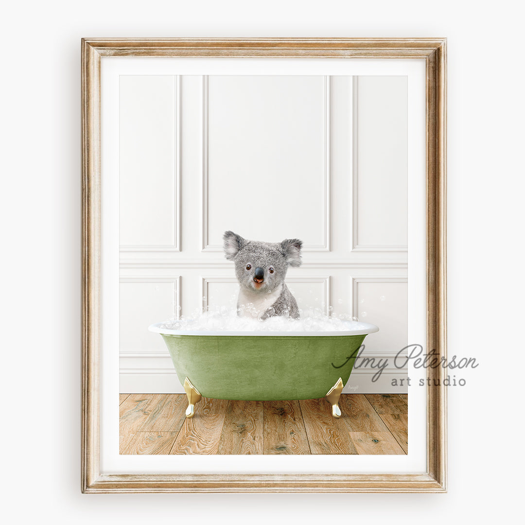 a picture of a koala in a bathtub