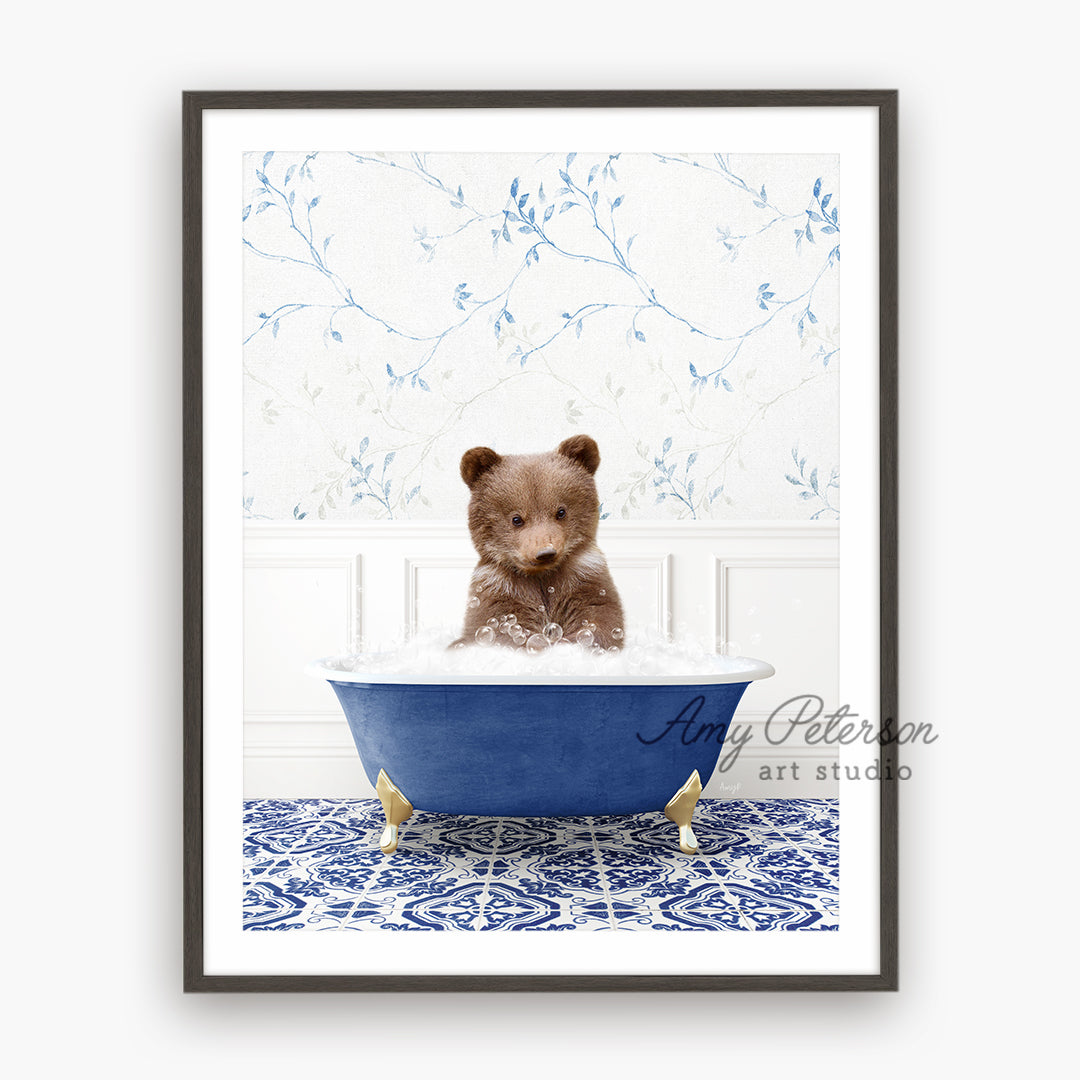 a picture of a teddy bear in a bathtub