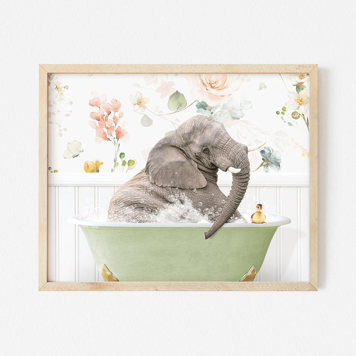 a picture of an elephant in a bathtub