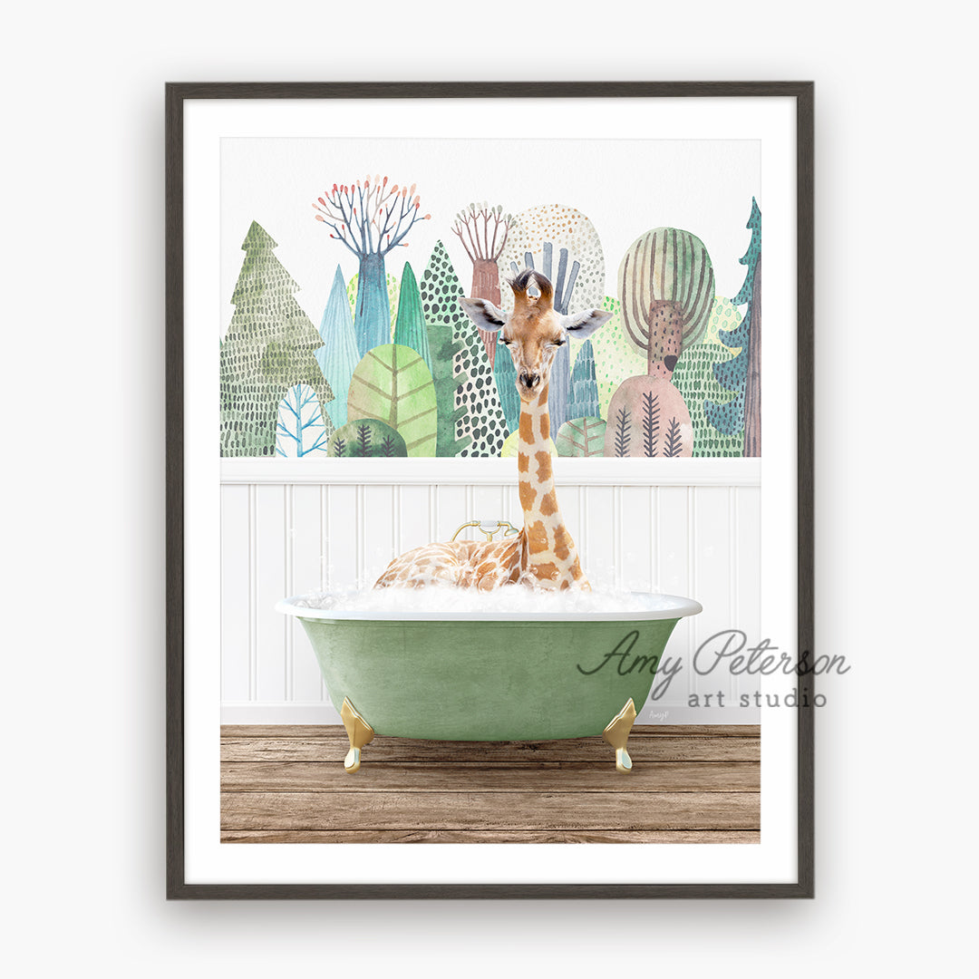 a picture of a giraffe in a bathtub