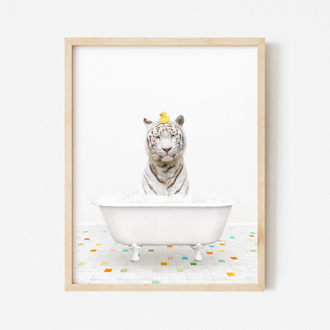 a picture of a white tiger in a bathtub