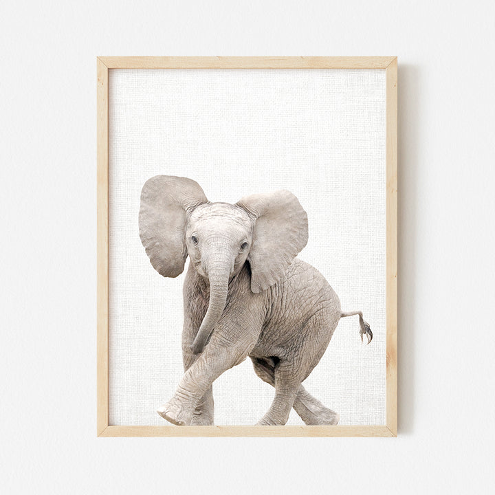 a picture of an elephant in a wooden frame