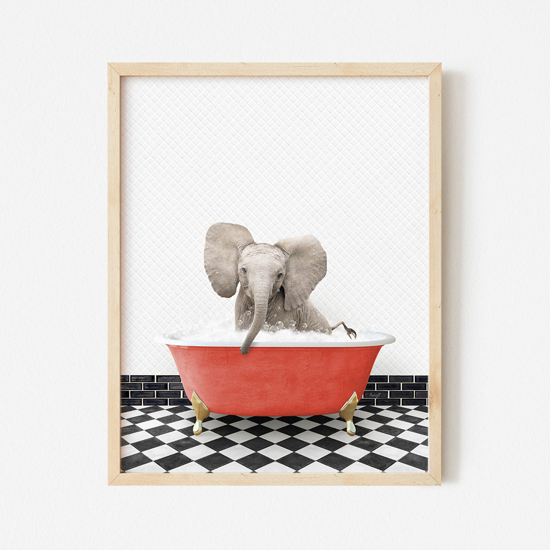 a picture of an elephant in a bathtub