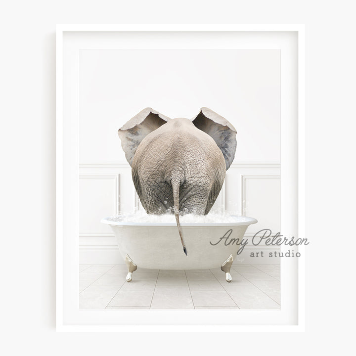 a picture of an elephant in a bathtub