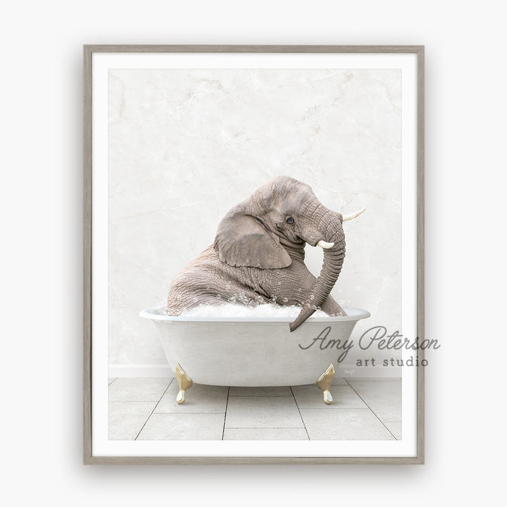 a picture of an elephant in a bathtub