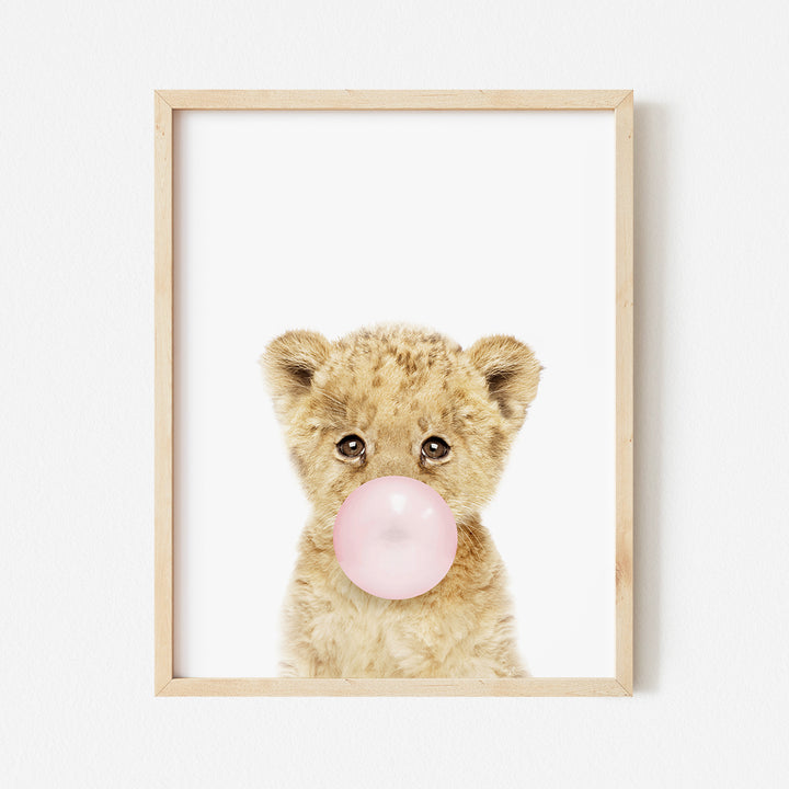 a picture of a teddy bear with a bubble gum