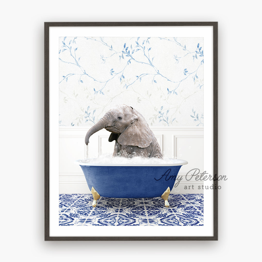 a picture of an elephant in a bathtub