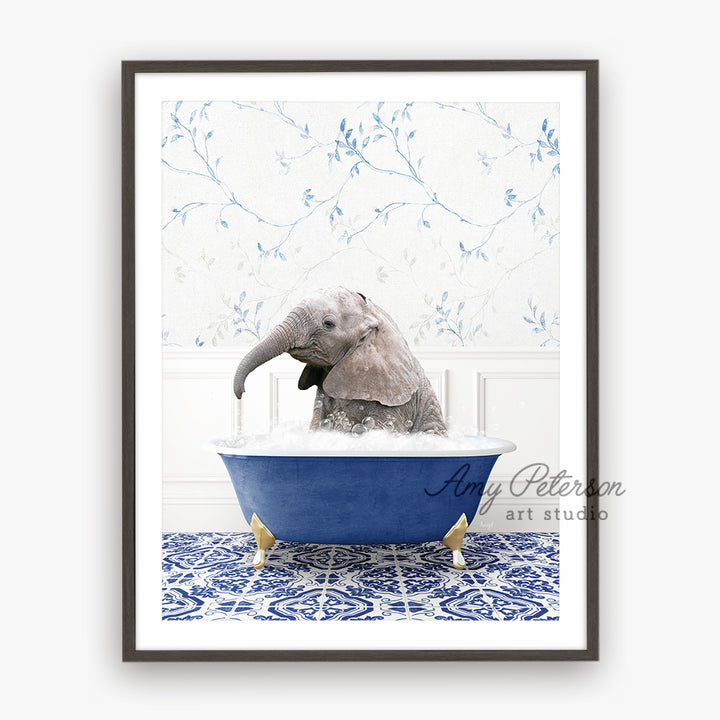 a picture of an elephant in a bathtub