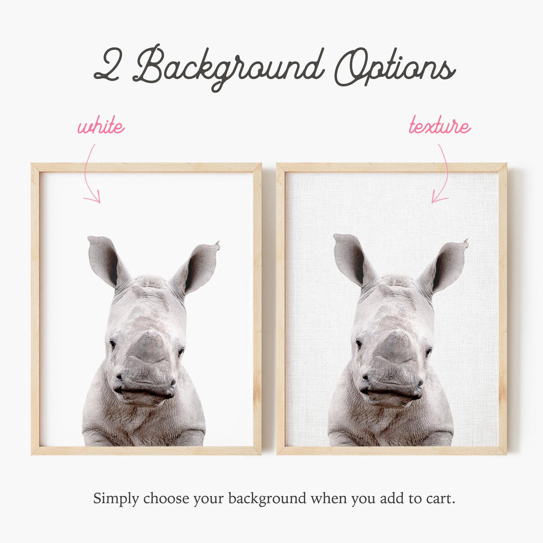 a picture of a baby rhino with a picture of it's mother