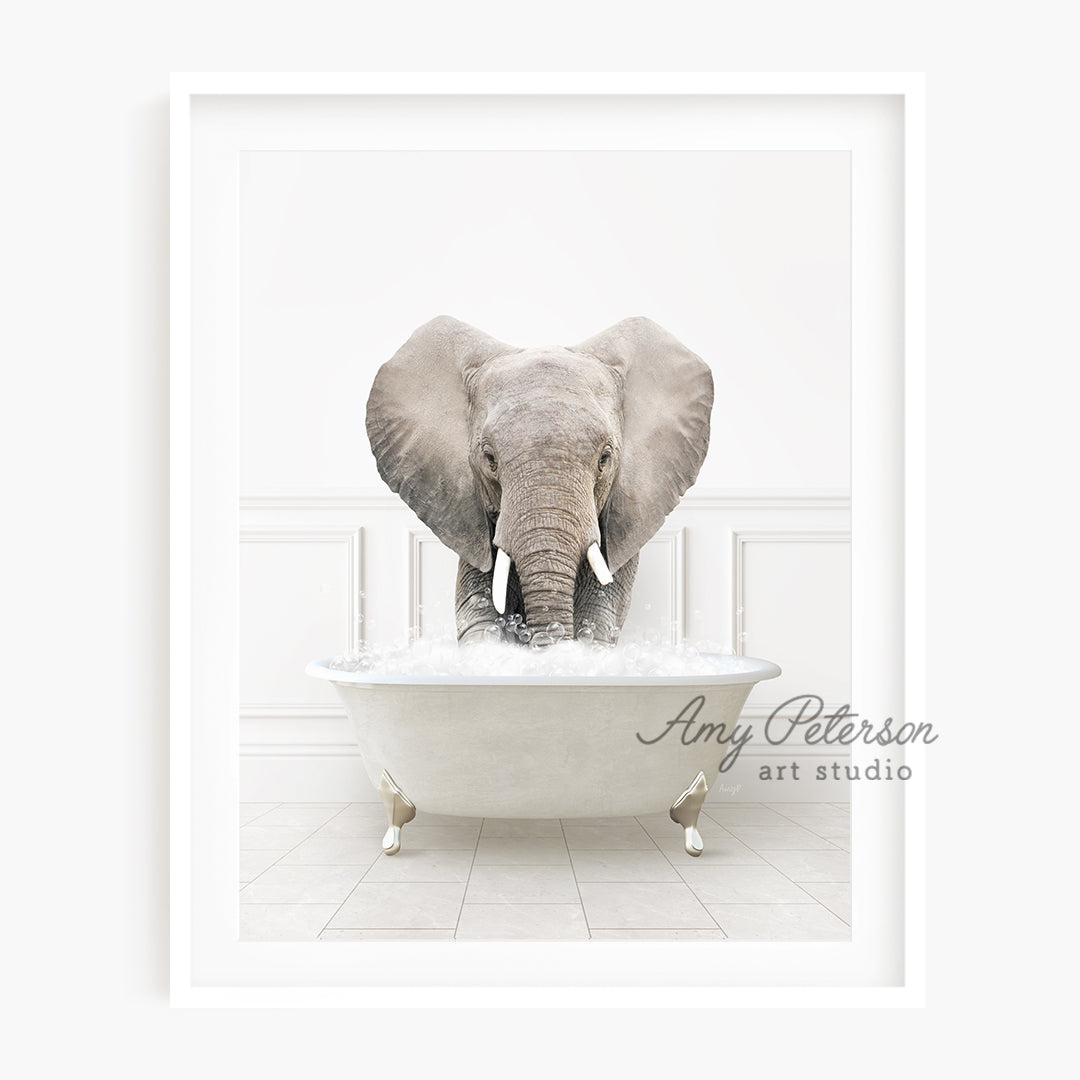 a picture of an elephant in a bathtub